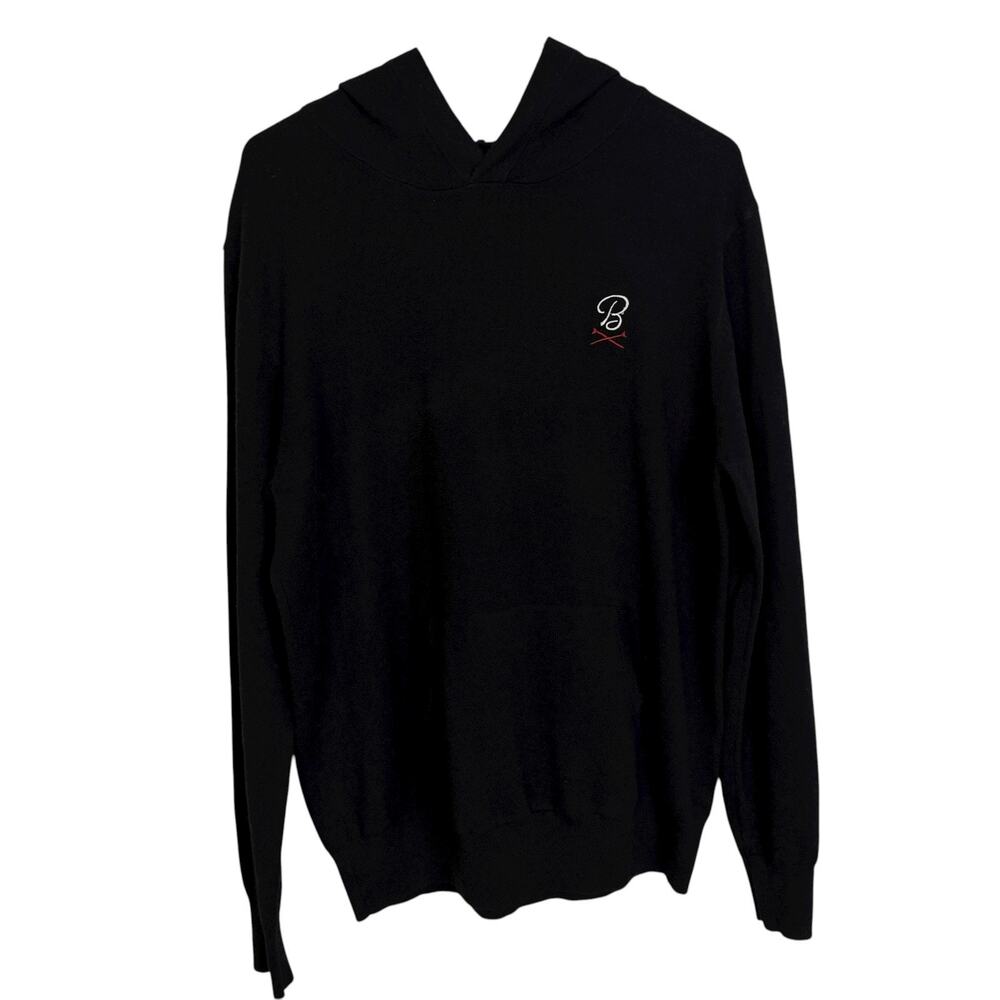 Barstool Sports Golf Sweater Mens Large Black Pullover Hooded Embroidered Preppy
